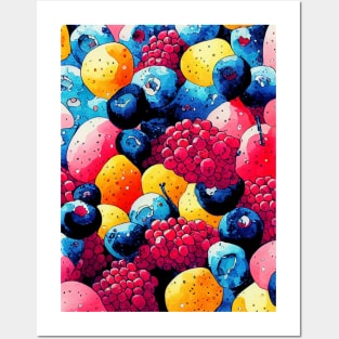 Berries and Breakfast Watercolor Pattern Posters and Art